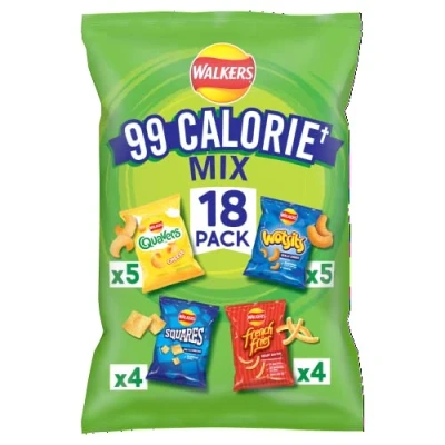 Image of Walkers 99 Calorie Mix Multipack Snacks Crisps 18 Pack