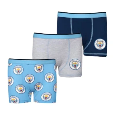 Image of MANCHESTER City FC Boys Boxers Boxer Shorts Pack of 3 Man Gifts For Multipack Underwear Underpants Merchandise (UK, Age, 11 Years, 12 Regular, Blue)