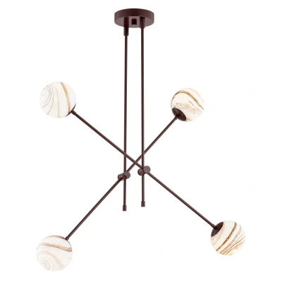 Image of Absos Multi Arm Pendant Ceiling 4 Light White Brown (Marble Colour), Chocolate
