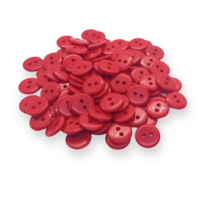 Image of (Pack of 100) Red 11mm Buttons 2 Hole Small Round Plastic
