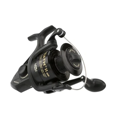Image of PENN Wrath II Saltwater Spinning Fishing Reel, Size 6000, Right/Left Handle Position, Corrosion Resistant Graphite Body, Machined Anodized Aluminum Spool