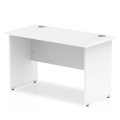 Image of Impulse 1200 x 600mm Straight Office Desk White Top Panel End Leg