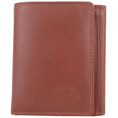 Image of Mens Soft Leather Tri Fold Coin / Money Wallet with Multiple Features Tan