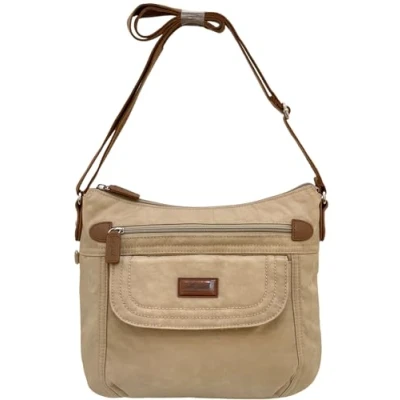 Image of Spirit Medium Crossbody Shoulder Water Resistant Lightweight Travel Multi Pocket Bag 5269 (Stone