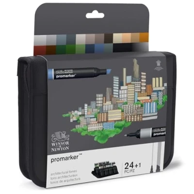 Image of Winsor &amp; Newton Alcohol Markers Set, Architectural Tones, Set of 24