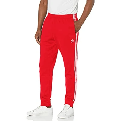 Image of adidas Originals Men&#039;s Adicolor Classics Primeblue Superstar Track Pants, Red/White, X Large