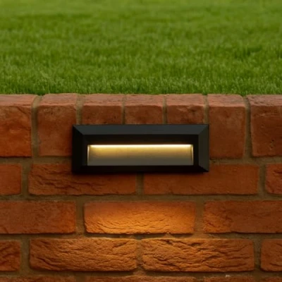 Image of CGC Lighting Slim Wall Brick Light Outdoor Surface Mount Garden Weatherproof Corrosion Resistant (Dark Grey Downlight)