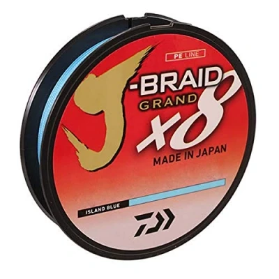 Image of Daiwa JBGD8U65 300IB J Braid X8 Grand Braided Line, 300 Yards, 65 Lbs Tested, .016&quot; Diameter, Island Blue