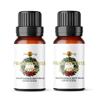 Image of Aroma Energy Frankincense &amp; Myrrh Essential Oil Blend 20ml (2 x 10ml Bottles) 100% Pure Natural