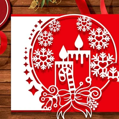 Image of Christmas Candle Snowflake Metal Die Cuts,Merry Snata Cutting Dies Cut Stencils DIY Scrapbooking Decorative Embossing Paper Card Making