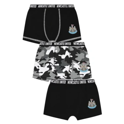Image of Newcastle United Boys 3 Pack Football Club Boxer Shorts Spurs Cotton Boxers Multipack Trunks Kids Underwear (6 7 Years) Black
