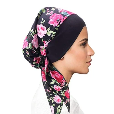 Image of FADACHY Chemo Headwear for Women Head Scarfs Turbans UK Cancer Scarves Bandanas Elegant and Vintage Silk Turban Headwrap Hair Loss Cotton