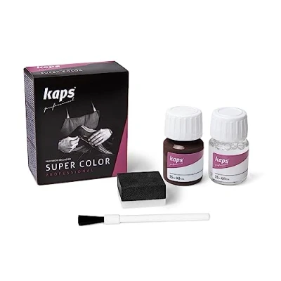 Image of Kaps Dye Super Color + Preparer (25 ml Each), Professional Leather for Natural Leather, Faux and Fabric, Nourishing Repairing Shoes (159 Raisin)