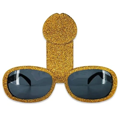 Image of Pohotobooth Props Ltd Gold Glitzy Willy Funny Novelty Sunglasses