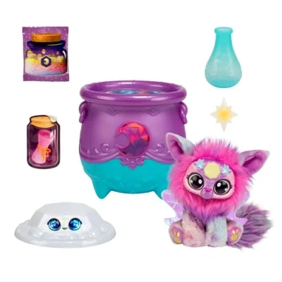 Image of Magic Mixies Magical Gem Surprise Cauldron, With New Shimmer Eyes! Reveal an Mixie Plushie from the Fizzing Cauldron and Discover 2 Lunar Surprises!