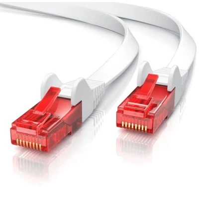 Image of CSL 10 m Cat 6 Network Cable Flat Gigabit Ethernet LAN RJ45 Installation 100 1000 Mbits s Patch Compatible with Cat.5 Cat.5e Cat.6 White