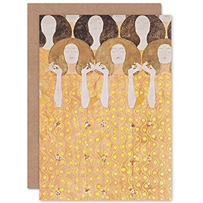 Image of Artery8 Klimt Beethoven Frieze Detail Mural Painting Fine Art Greeting Card Plus Envelope Blank Inside