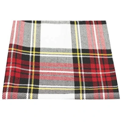 Image of King &amp; Priory Traditional White Red Tartan Pocket Square, Handkerchief, Check, Plaid
