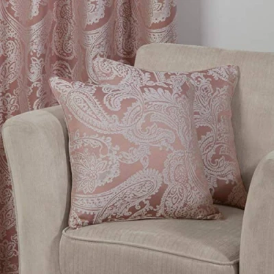 Image of Emma Barclay Duchess Jacquard Cushion Cover in Blush Pink 17x17 (43x43cm)