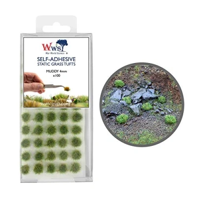 Image of War World Scenics Self Adhesive Static Grass Tufts x 100 Muddy, 4mm Model Railway Wargame Scenery Railroad Modelling Diorama Miniature Hobby Tabletop