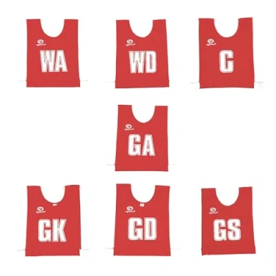 Image of Optimum Mesh Netball Training Bibs Perfect for Netball, Football, Rugby Seniour Size. Pack of 7, Red