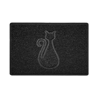 Image of Nicoman CAT Embossed Shape Door Mat Dirt Trapper Jet Washable Doormat (Use Outdoor ONLY) (60x40cm/23.6x15.7inches, Small) Black