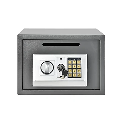 Image of Electronic Safe, Digital Security Safebox for Home Office Hotel, 16L Cabinet Safe with Coin Slot, Wall and Floor Fixings, Fireproof Waterproof Documents 25 x 35 cm, Gray