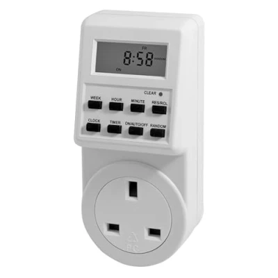 Image of Netagon Home Electric Digital Security Timer Plug in Socket Programmable Switch with 10 ON OFF Programs, 12/24 Hour Setting &amp; Auto Recharge (Pack of 1)