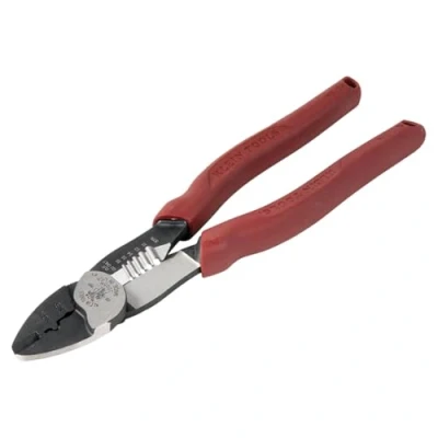 Image of Klein Tools 2005N Wire Cutter, Made in USA, Stripper, Crimper Tool, Strips 10 18 AWG Stranded, Crimps 22 Terminals, with Shear Cutter