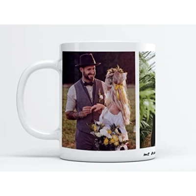 Image of EKAM Personalised Mug, Custom Mug Add up to 4 Picture and Text, Customised Tea Gift for Mum, Dad, Kids or Girls, with Stylish Name, Coffee (11oz)
