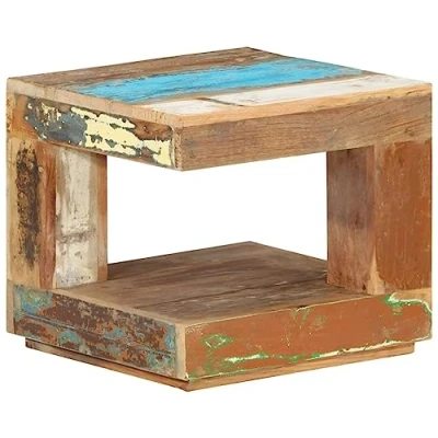 Image of vidaXL Coffee Table, Solid Reclaimed Wood, 45x45x40 cm, Unique Handmade Farmhouse Style, Durable and Versatile, Ideal for Living Room Bedroom