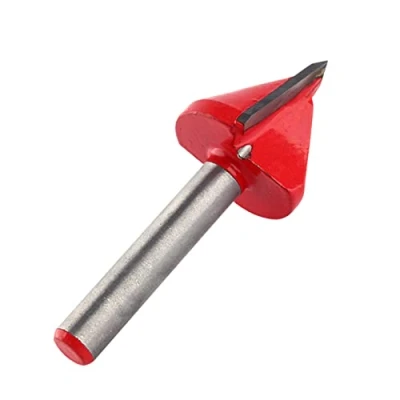 Image of Router Tungsten Steel CNC Engraving Sharp V Groove Bit End Mill 60 Degree 6mm Shank 22 mm Cutter Dia Three dimensional Sign Making Woodworking Chamfer Bevel Cutter, RED