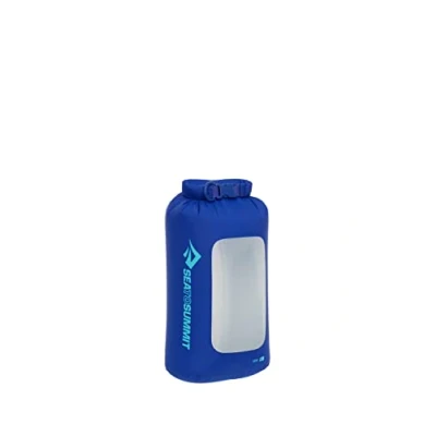 Image of Sea to Summit Lightweight Dry Bag View L 13L Waterproof Clear Window Roll Top Recycled Fabric Base Lash Point &amp; D Ring For Backpacking Kayaking 22 x 20 45.9cm Surf Blue 81g