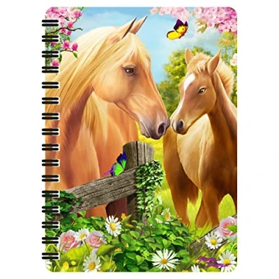Image of 3D LiveLife Jotter Greener Pastures from Deluxebase. Lenticular Horse A6 Spiral Notebook with Plain Recycled Paper Pages. Artwork Licensed Renowned Artist Michael Searle