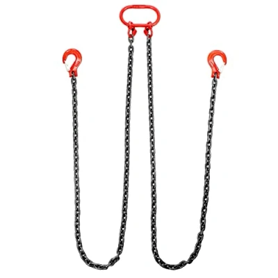 Image of QWORK 3T Load Lifting Chains 2m 2 Strands G80 Manganese Steel Chain (8mm) High Strength Alloy Hook