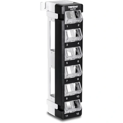 Image of TRENDnet 12 Port Blank Angled Wall Mount Keystone Patch Panel, TC KP12V, Use with Jacks (Sold Separately), Snap in Style, Quick and Easy Access, 89D Bracket Included