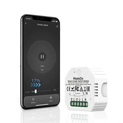 Image of MoesGo WiFi Alexa Mini Smart Roller Shutter Switch Module, Wireless Blinds Timer for Motor, Compatible with Google Assistant Life Tuya App