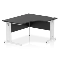 Image of Impulse 1400 RH Crescent Desk Black Top White Cable Managed Leg