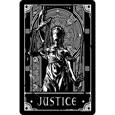 Image of Deadly Tarot Justice Small Tin Sign 10 x 15cm