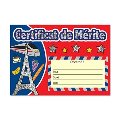 Image of SuperStickers Certificat De Merite Sparkling French Certificate,A5 certificates