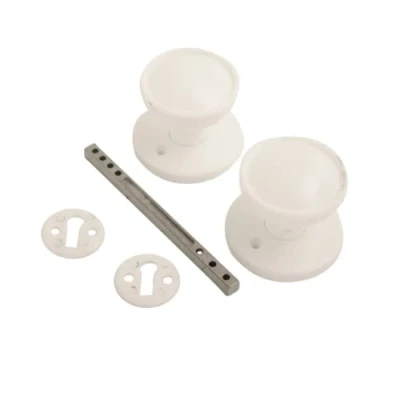 Image of VIBE Rim/Mortice Knob Set on White Door Handle for Internal Doors