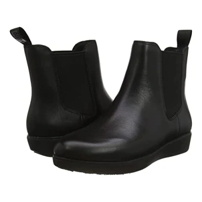 Image of Fitflop Women&#039;s Sumi Waterproof Leather Chelsea Boot, All Black, 5 UK