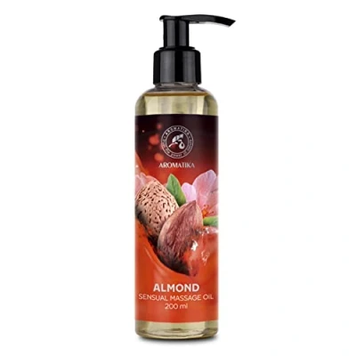 Image of Almond Sensual Massage Oil for Couple 200 ml Edible &amp; Kissable Blend of and Grapeseed Oils Body Him Her Couples Romantic Gift Relaxing