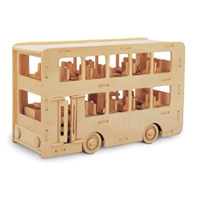 Image of Quay Double Decker Bus Woodcraft Construction Kit FSC