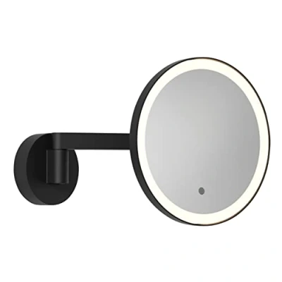 Image of Nagoya Adjustable Round LED Bath Mirror Matt Black IP44