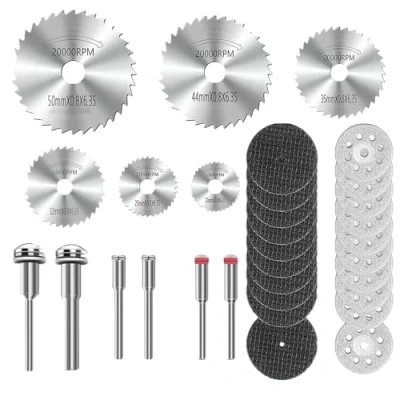 Image of 32Pcs Cutting Discs Dremel HSS Circular Saw Blades 6Pcs Resin 10Pcs Diamond Wheel With 3Pcs 3mm and 1Pcs 6mm Shank for Wood Glass Plastic Stone Metal