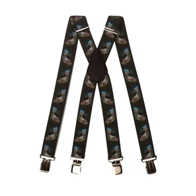 Image of Olata Men’s Adjustable X Shape Fishing Braces with Embossed Clips 4cm. Rainbow Trout