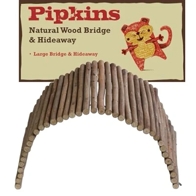Image of Pipkins Wood Bridge and Hideaway Habitat Home Large for Rabbits, Hamsters Guinea Pigs