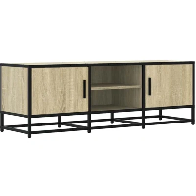 Image of vidaXL TV cabinet stand engineered wood &amp; metal media unit sonoma oak 120x35x41cm modern design for living room/bedroom