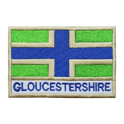 Image of Gloucestershire County Flag Logo Embroidered Iron on Patch Sew Badge Applique for Clothes